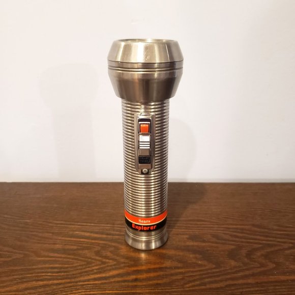 Sears Explorer Flashlight Vintage 1960 Steel Morse Code Blinker Button 7" - Picture 2 of 10